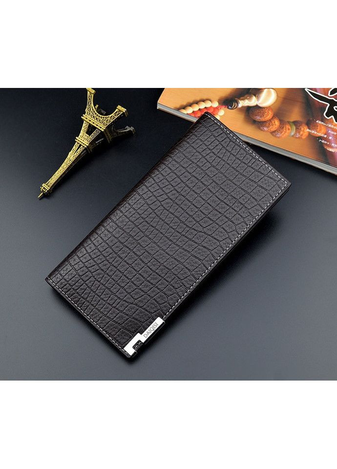 Мужской кошелек клатч из экокожи в стиле рептилии крокодила темно-коричневый No Brand (351536763)