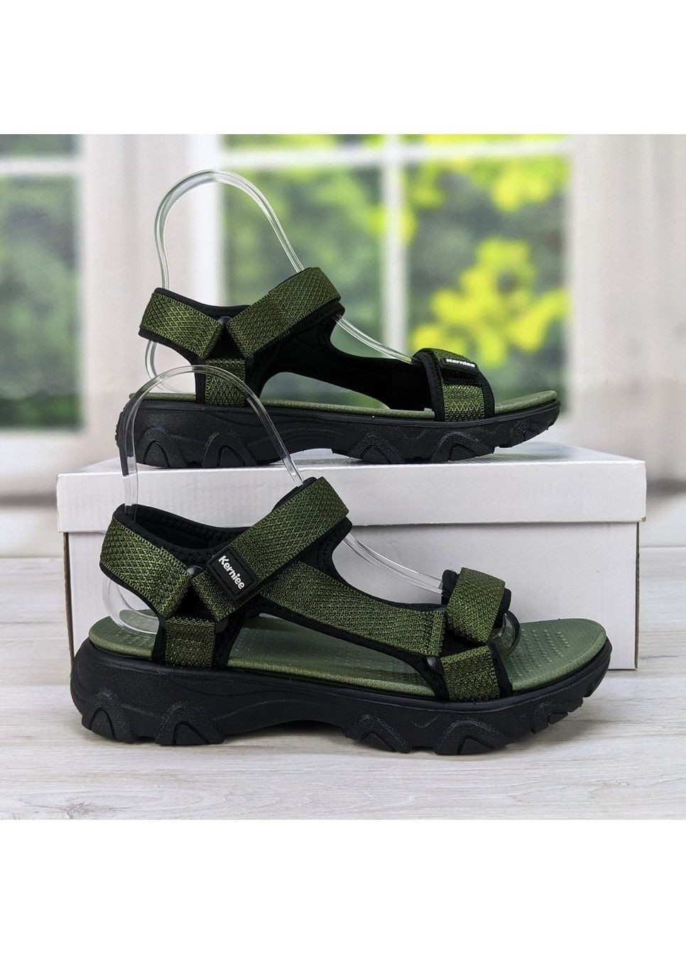 Хаки повседневные босоножки подростковые для мальчика FDEK на липучке