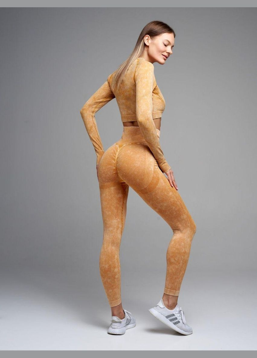 Спортивний костюм двійка (рашгард та легінси) з пуш-ап ефектом жовтого кольору, розмір XS Trends (330756967)
