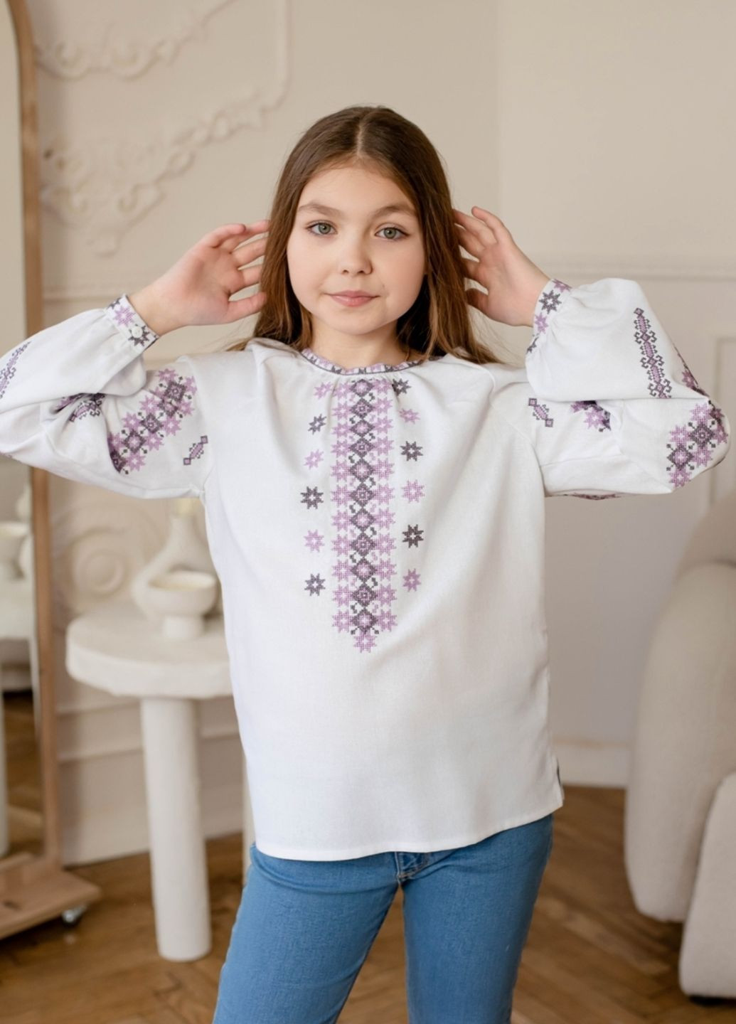 Белая рубашка Vyshyvanka узор украинская символика (331022711)