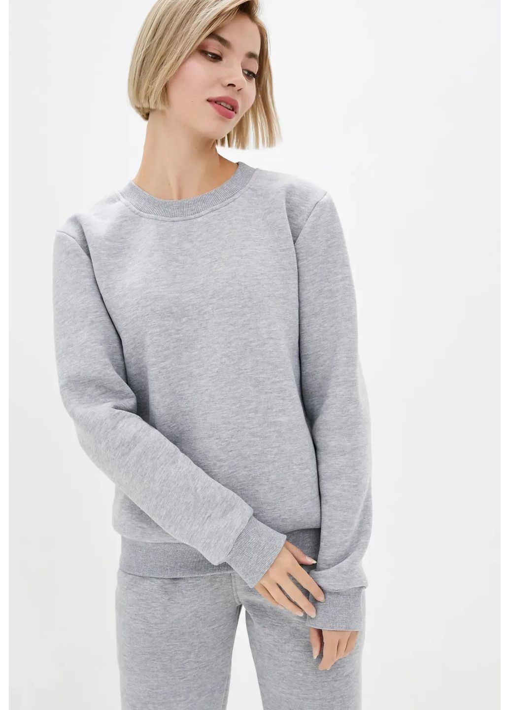 Світло-сірий світшот на флісі жіночий HiBrand однотонний (371014166)