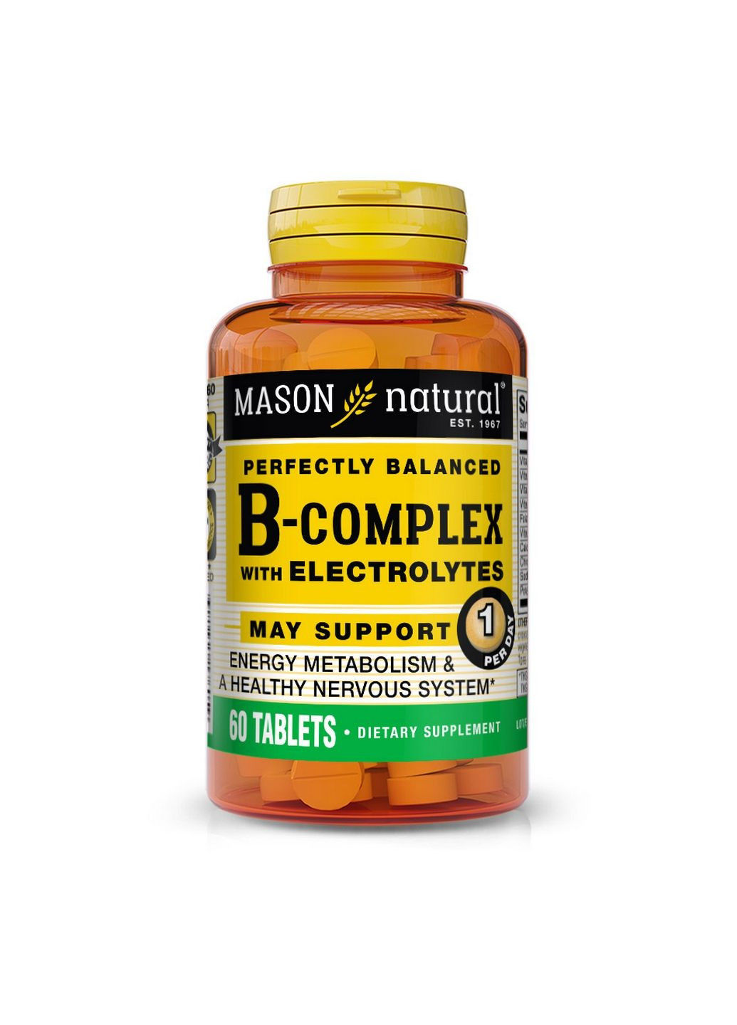 Витамины и минералы B-Complex With Electrolytes, 60 таблеток Mason Natural (293339416)
