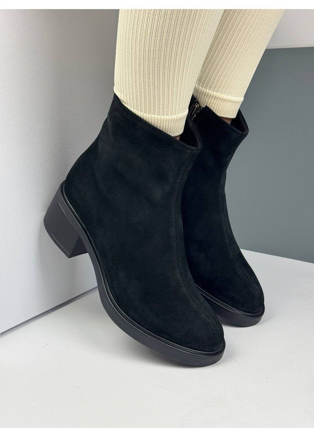 481 Черевики Демісезонні чорні замшеві на підборі No Brand (367960246)