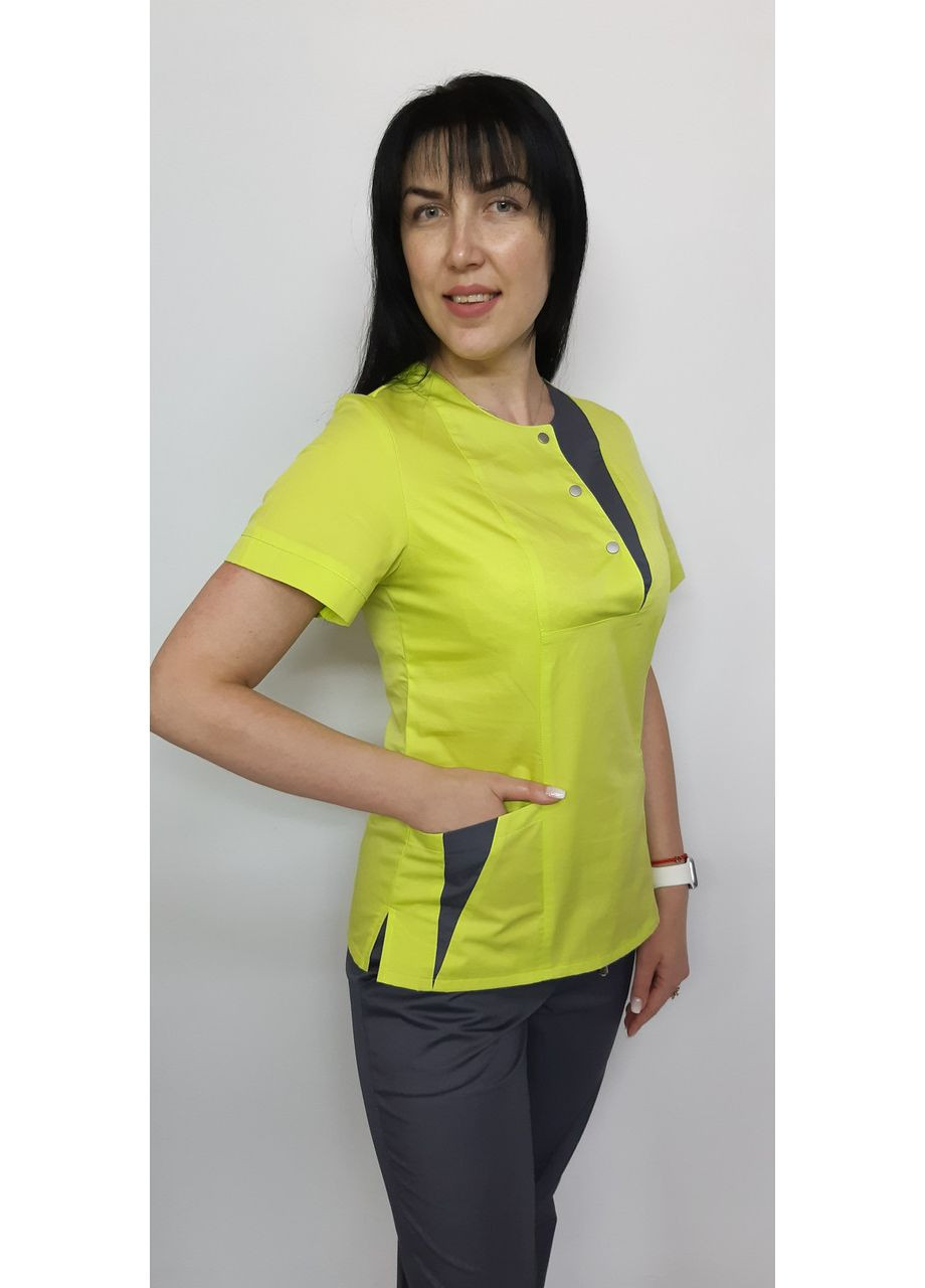 Медичний жіночий костюм Гремі котон короткий рукав 44, Білі коралові штани No Brand (361359714)