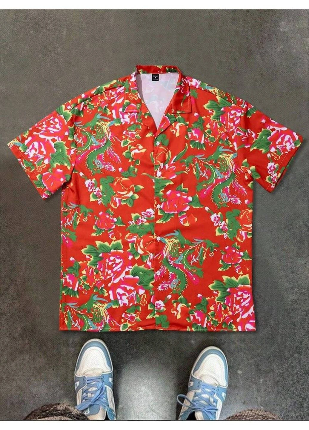 Красная кэжуал рубашка однотонная SHEIN