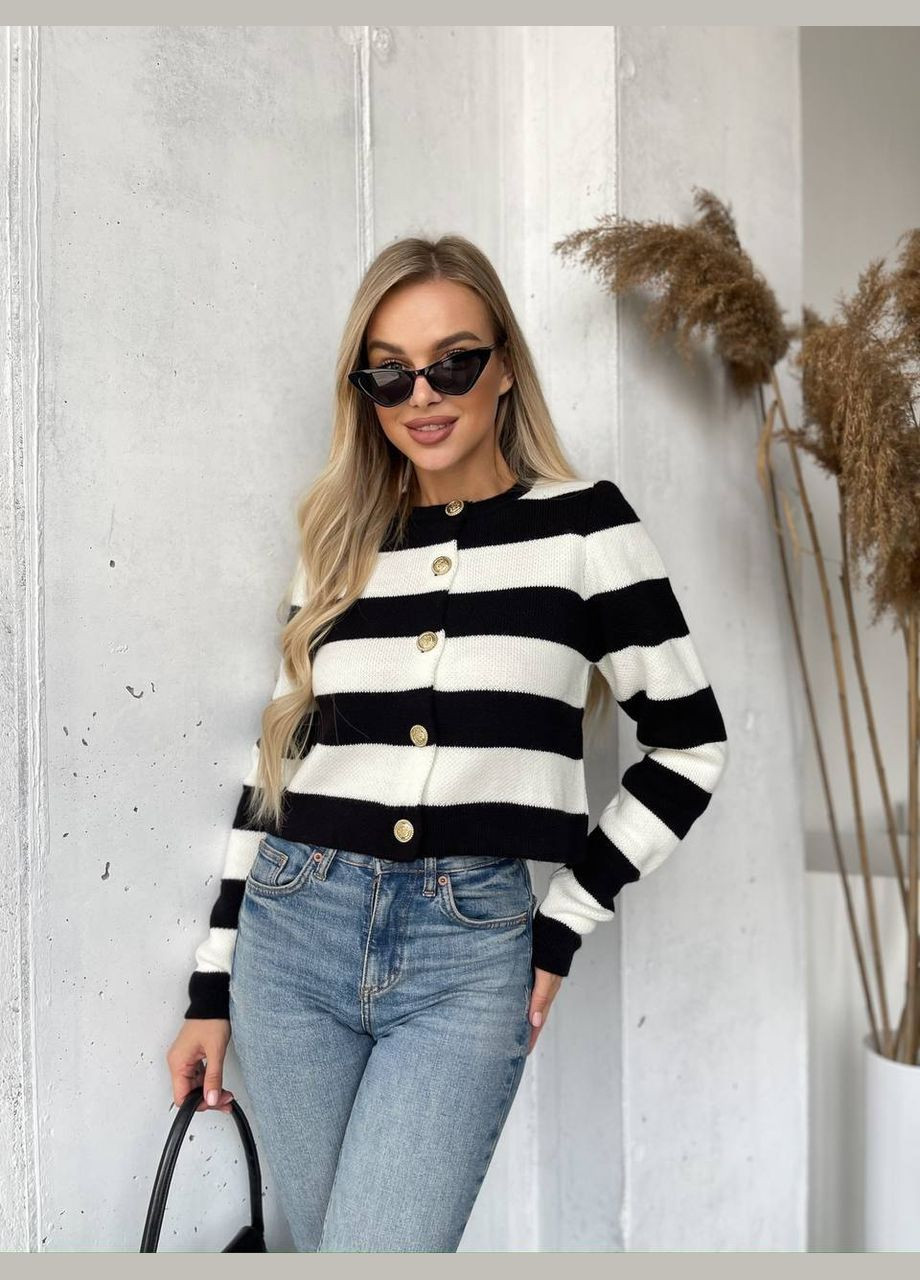 Черно-белый демисезонный кардиган No Brand