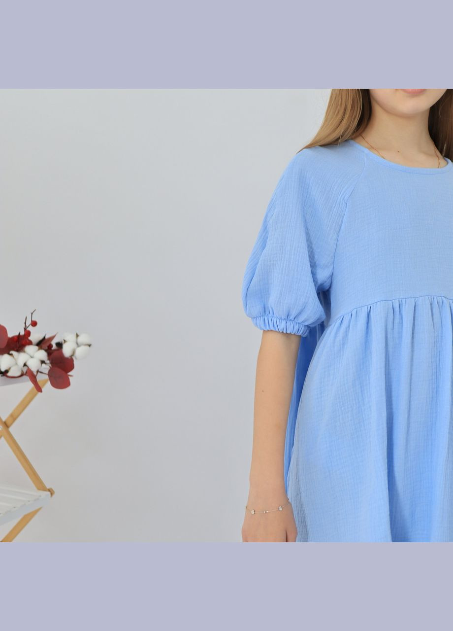 Блакитна дитяче довге блакитне плаття "венді" з мусліну для дівчинки No Brand (331619978)