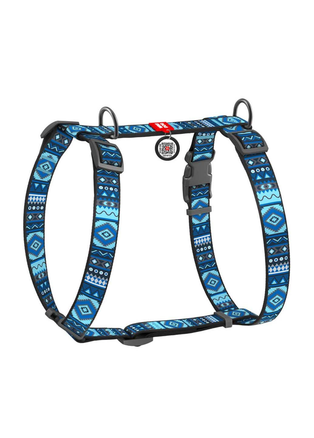 Шлея для собак анатомическая H-образная Nylon Этно пластиковый фастекс S Ш 15 мм A 30-40 B 30-50 WAUDOG (292175226)