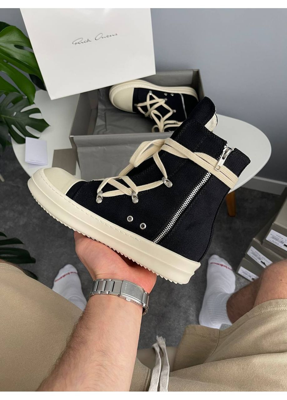 Чорно-білі Осінні кросівки чоловічі rick owens drkshdw hexagram black milk premium | рік оуенс гексаграма преміум чорно-білі No Brand