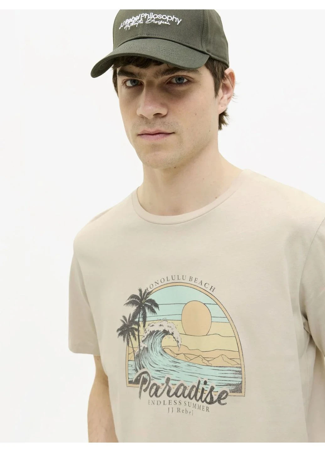 Бежевая футболка из хлопка Jack & Jones