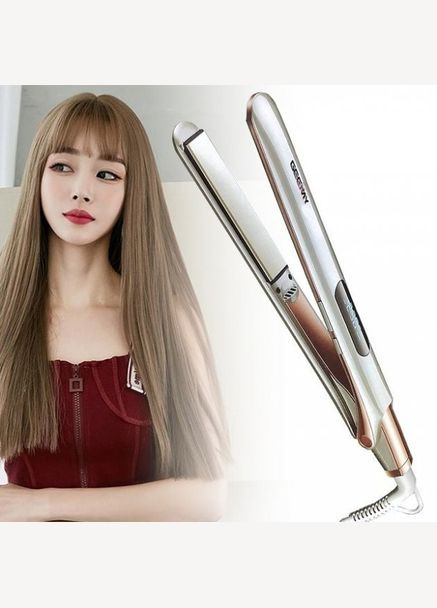 Профессиональная плойка щипцы для выпрямления волос с турмалиновым покрытием GM407 Pro Серебристый Geemy (306716738)