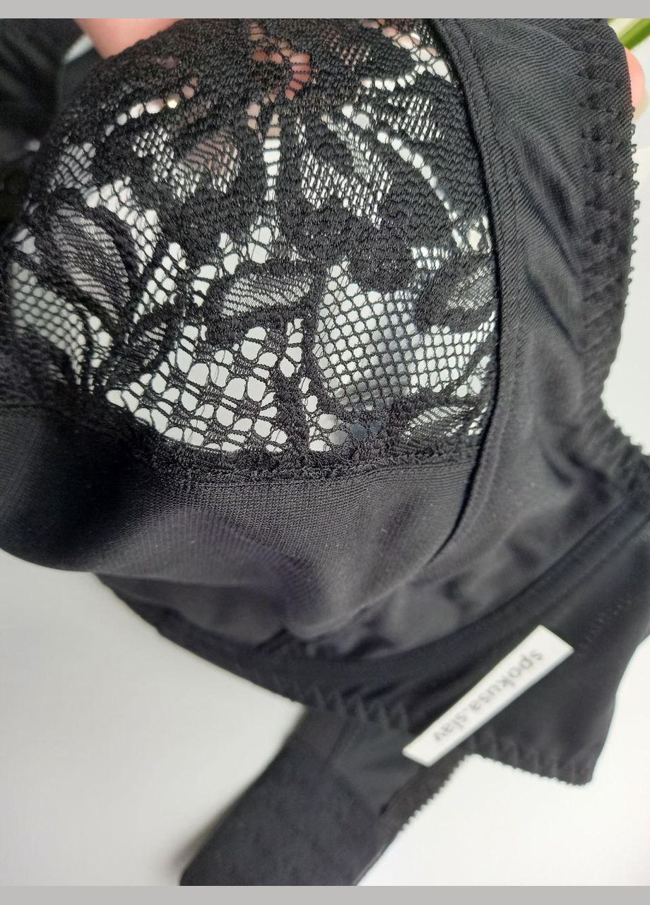 Чёрный бюстгальтер с кружевом мягкий 661510 размер 90н Aveline полиамид