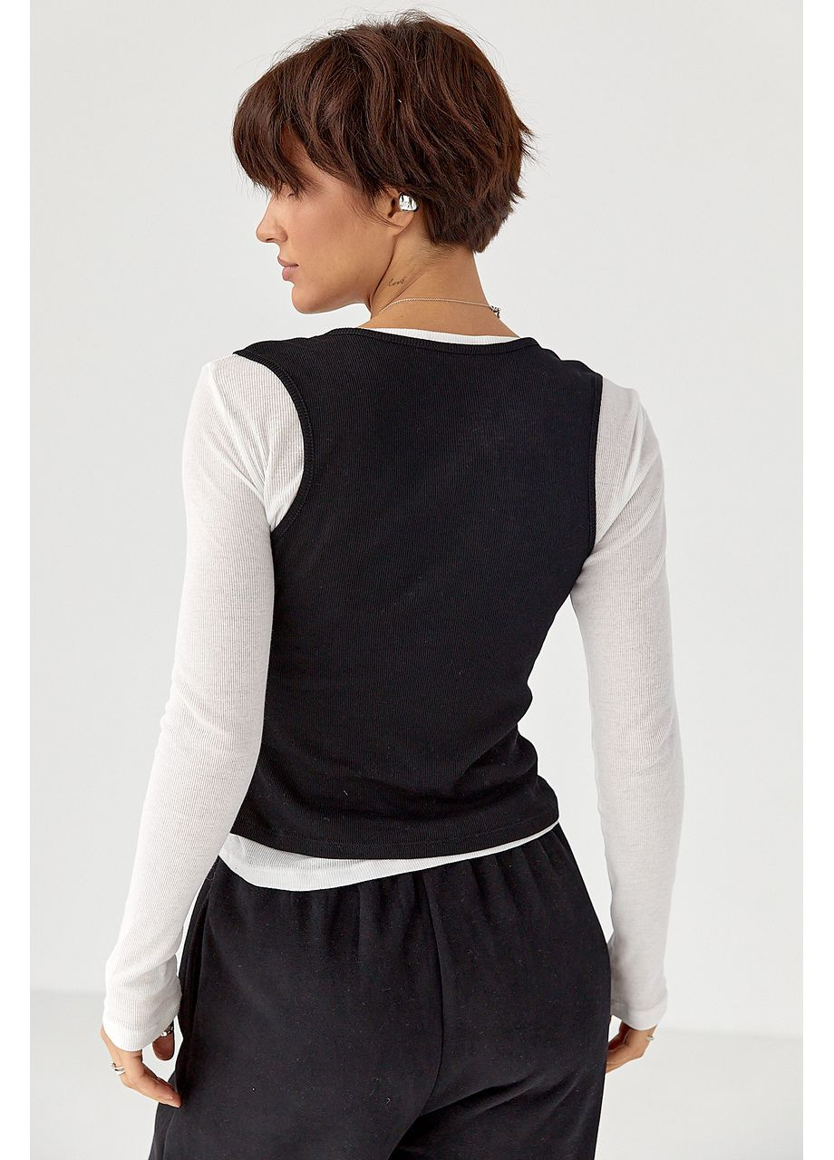 Двошаровий лонгслів у рубчик з імітацією жилетки Lurex (363555382)