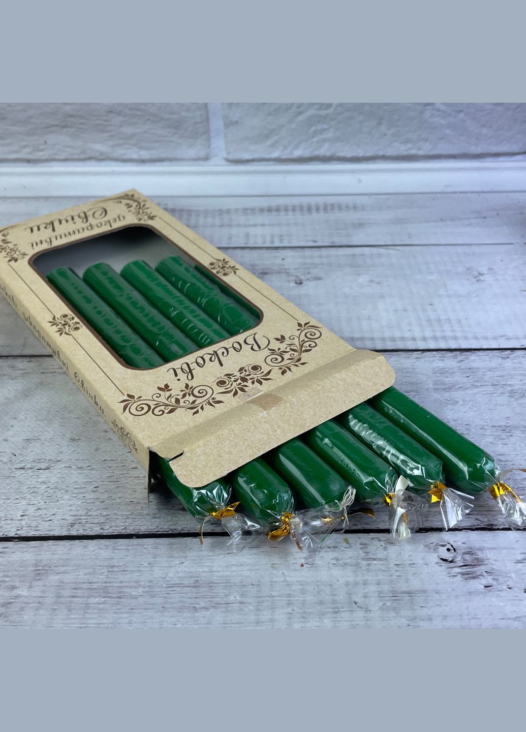 Зелені воскові свічки 25 см Упаковка (6 свічок) 5Candles (322347024)