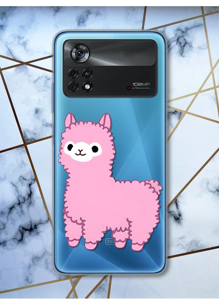 Чехол на Xiaomi Poco X4 Pro Лама розовая (принт 100) Creative (359498420)