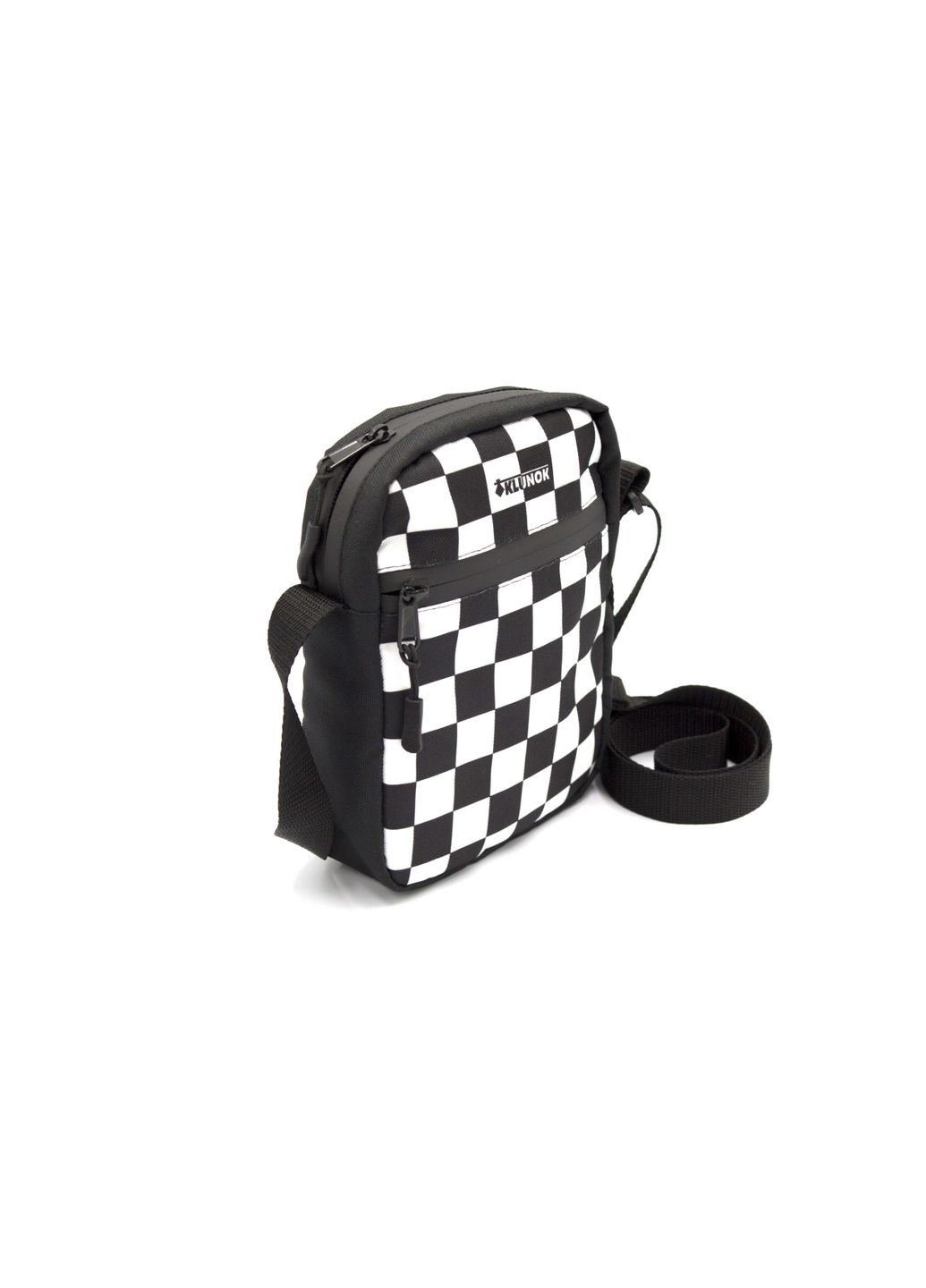 Сумка мессенджер через плечо черно-белая клетка Шахматка KLUNOK Сумка через плече (319848293)