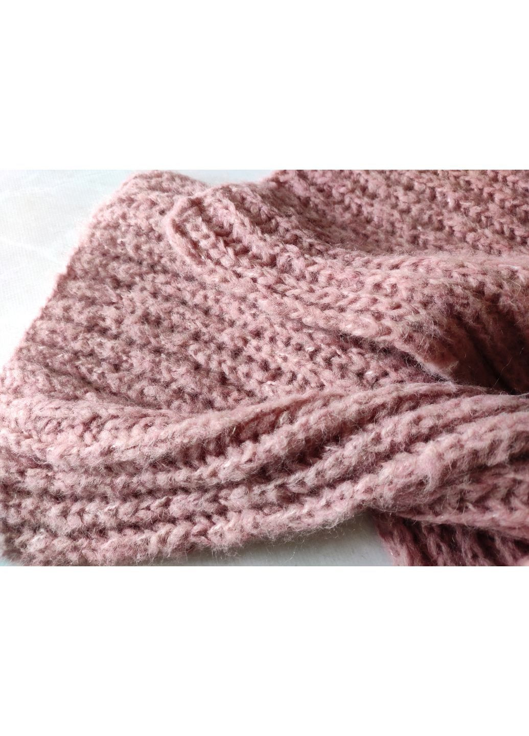 В'язаний зимовий шарф ручної роботи з мериносу кольору чайної троянди No Brand (369612458)