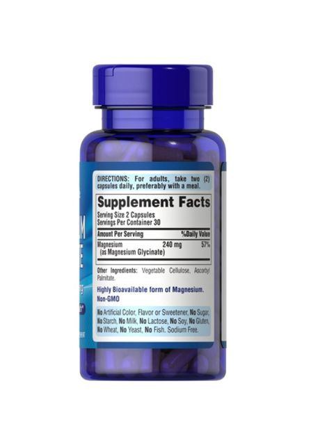 Магній Puritan's Pride Magnesium Glycinate 240 мг 60 капсул Puritans Pride (357489802)