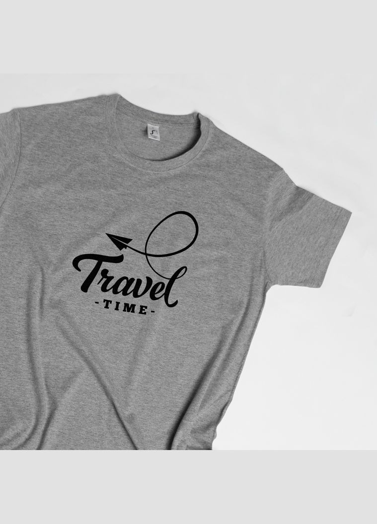 Сіра футболка чоловіча "travel time" сіра (bd-f-201) BeriDari