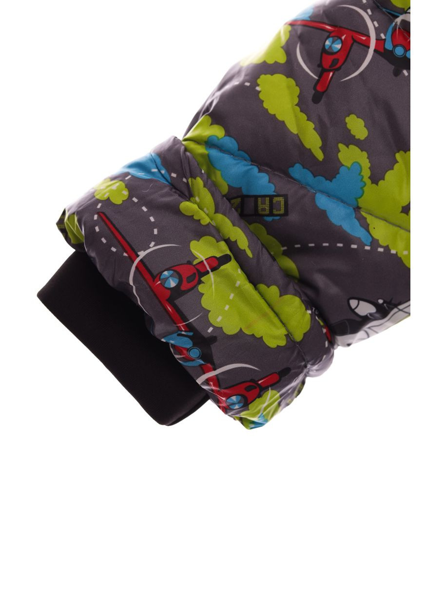 Серый зимний комбинезон на синтепоне для мальчикка с принтом самолетика евро ноль серый 86 см (27715) BABYKROHA