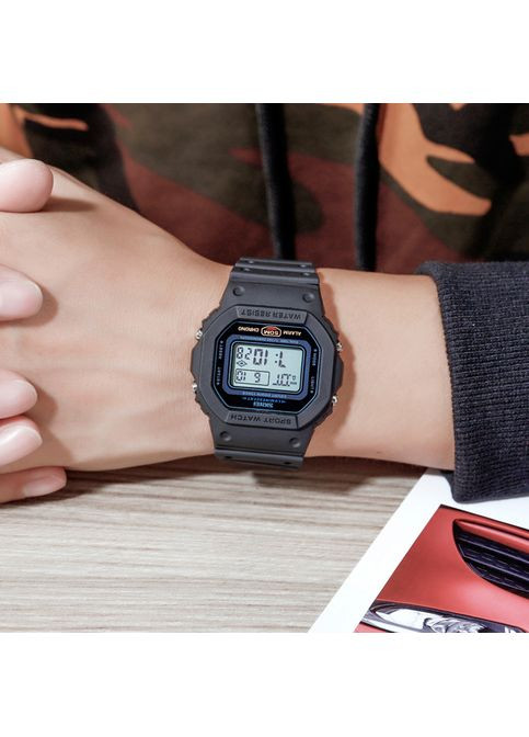 Часы 1628 Black мужские спортивные электронные с будильником и секундомером черные ProDobro (367265845)