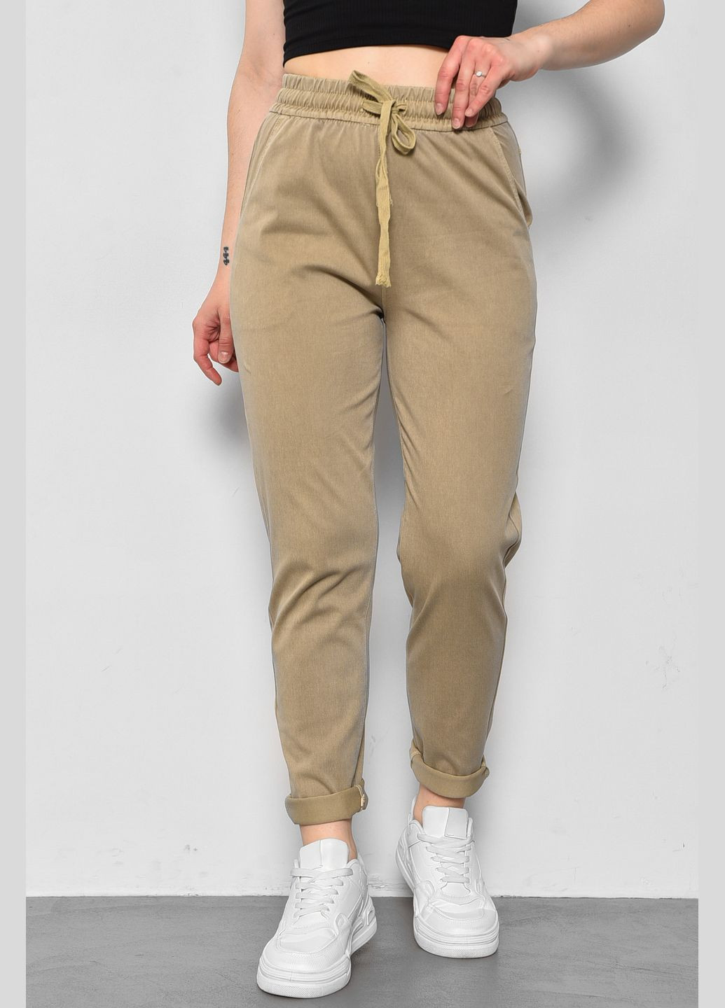 Штани жіночі бежевого кольору Let's Shop (286761549)