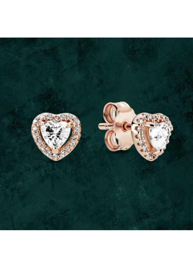 Срібні сережки "Блискуче рельєфне серце" Pandora (Пандора) 288427C01 з покриттям 14к золотом No Brand (363028498)