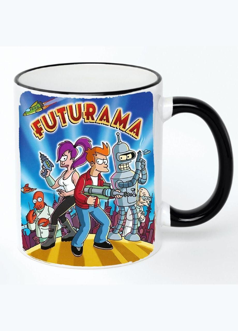 Чашка Футурама Мультик #006 (кухоль, кружка) Біла з чорною ручкою 330 мл No Brand (322712646)
