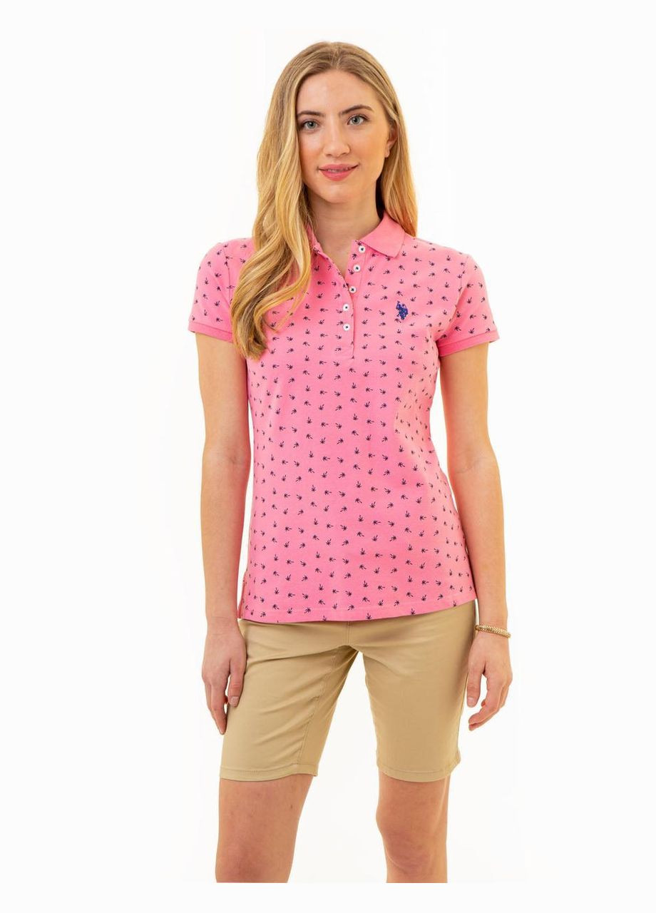 Жіноча футболка поло PALM TREE POLO SHIRT L рожева U.S. Polo Assn. (286761230)