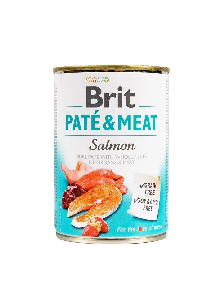 Корм вологий Pate and Meat для дорослих собак з лососем 400 г Brit Care (386997743)