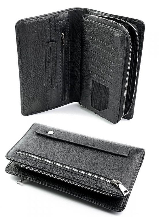 Мужское кожаное портмоне черное No Brand (295377052)