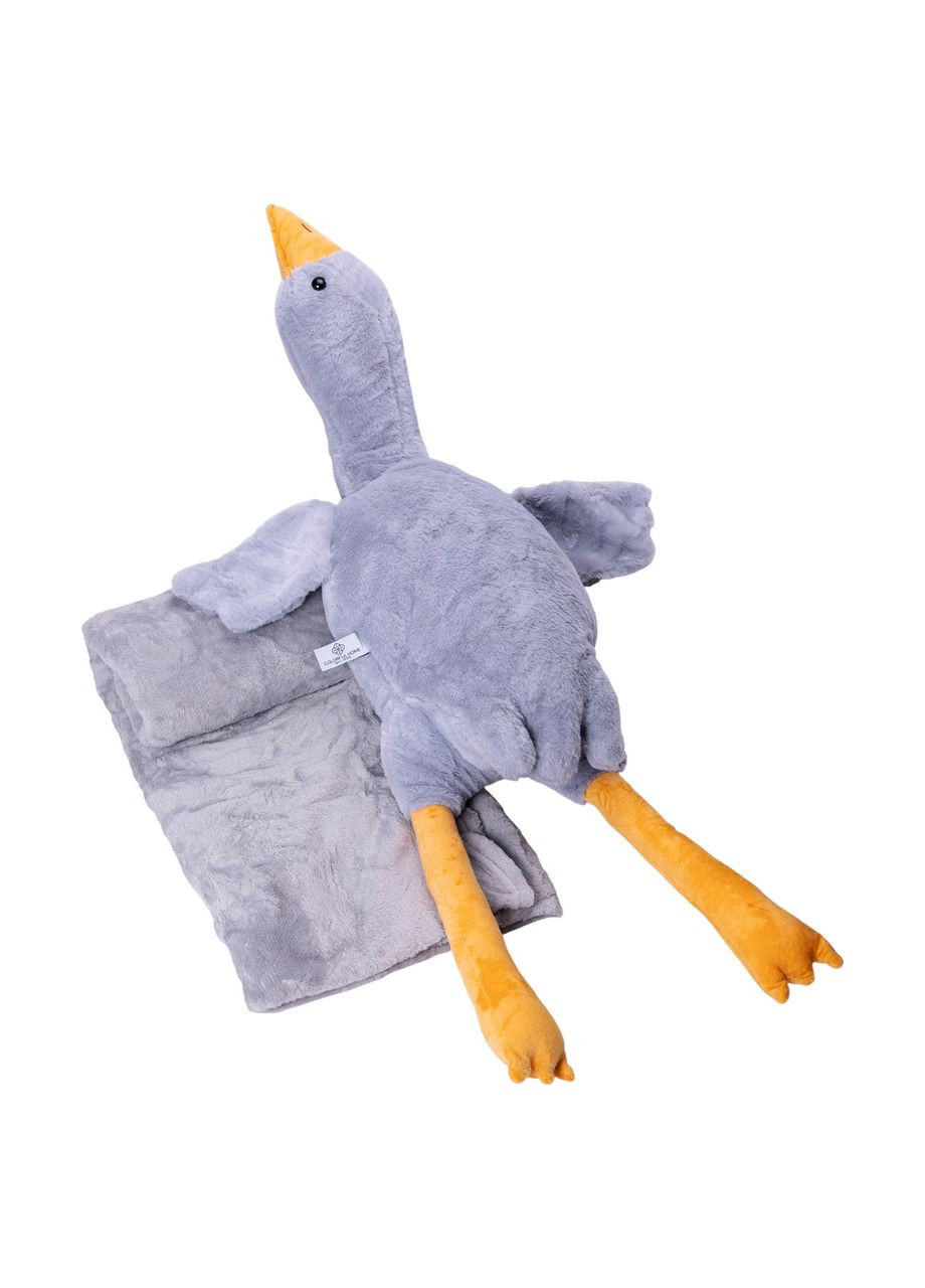 М'яка іграшка-подушка з пледом всередині Гусь-обнімусь 89 (см) Сірий 520-1G Colorful Home (370801692)