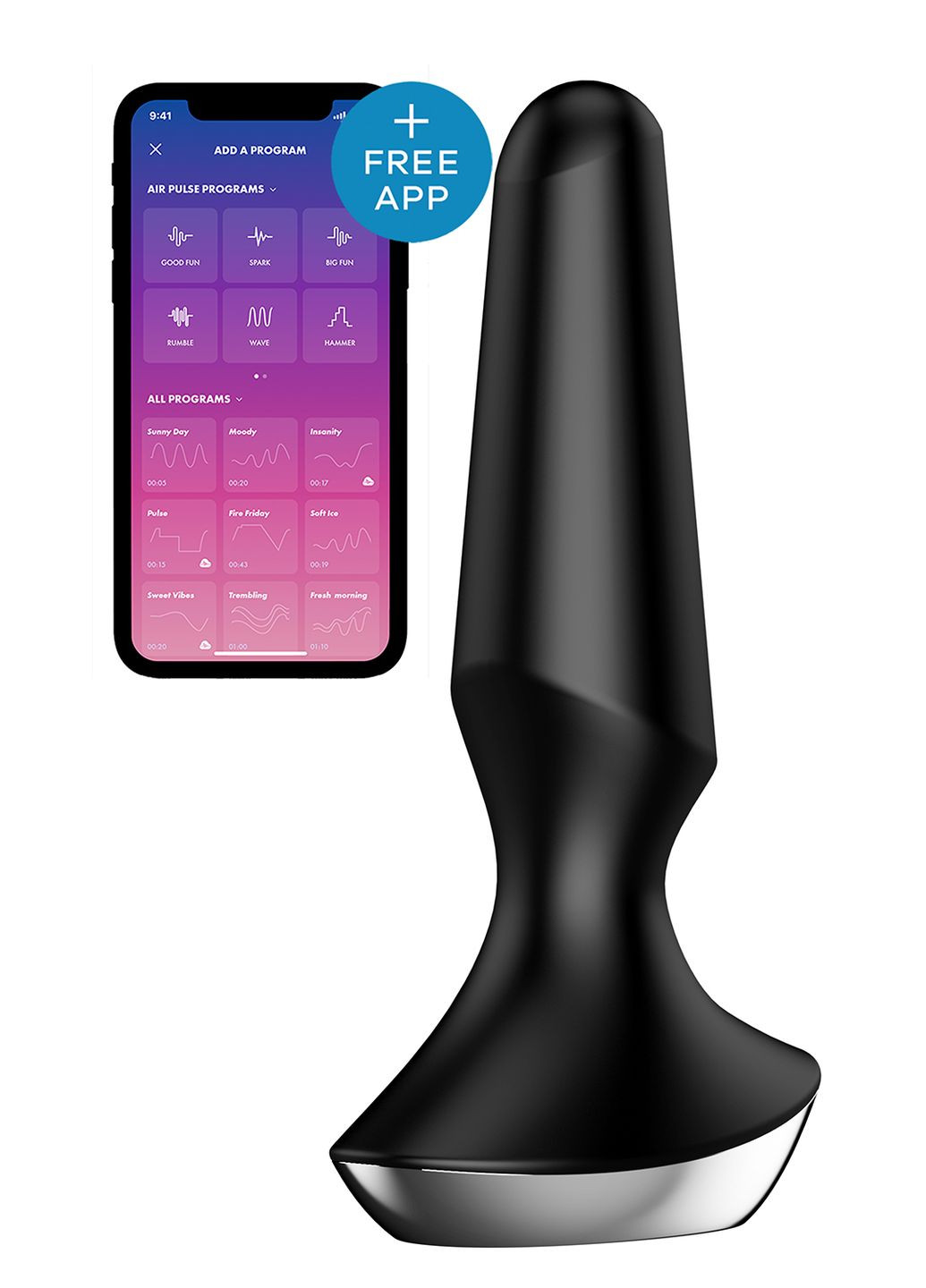 Анальна пробка з функцією керування зі смартфона Plug-Ilicious, чорний Satisfyer (347312835)