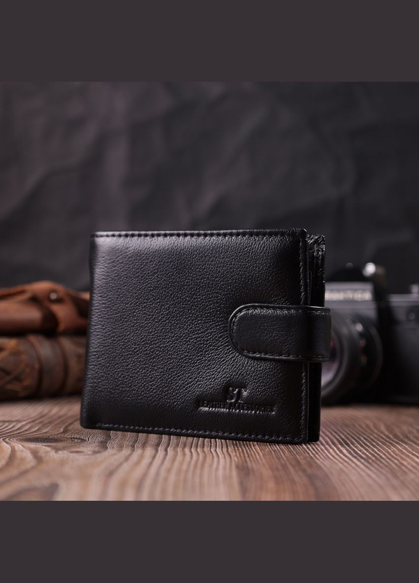 Горизонтальний гаманець чоловічий Шкіряний 22454 Чорний st leather (306881486)