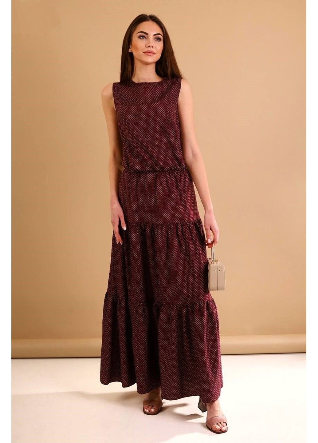 Бордовое платье женское горошек бордовое Fiesta