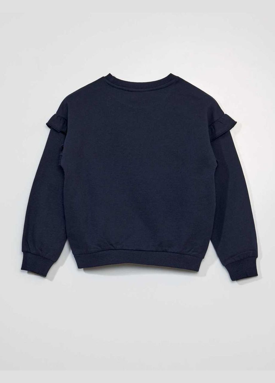 Kiabi свитшот флис,темно-синий с принтом белый, темно-синий