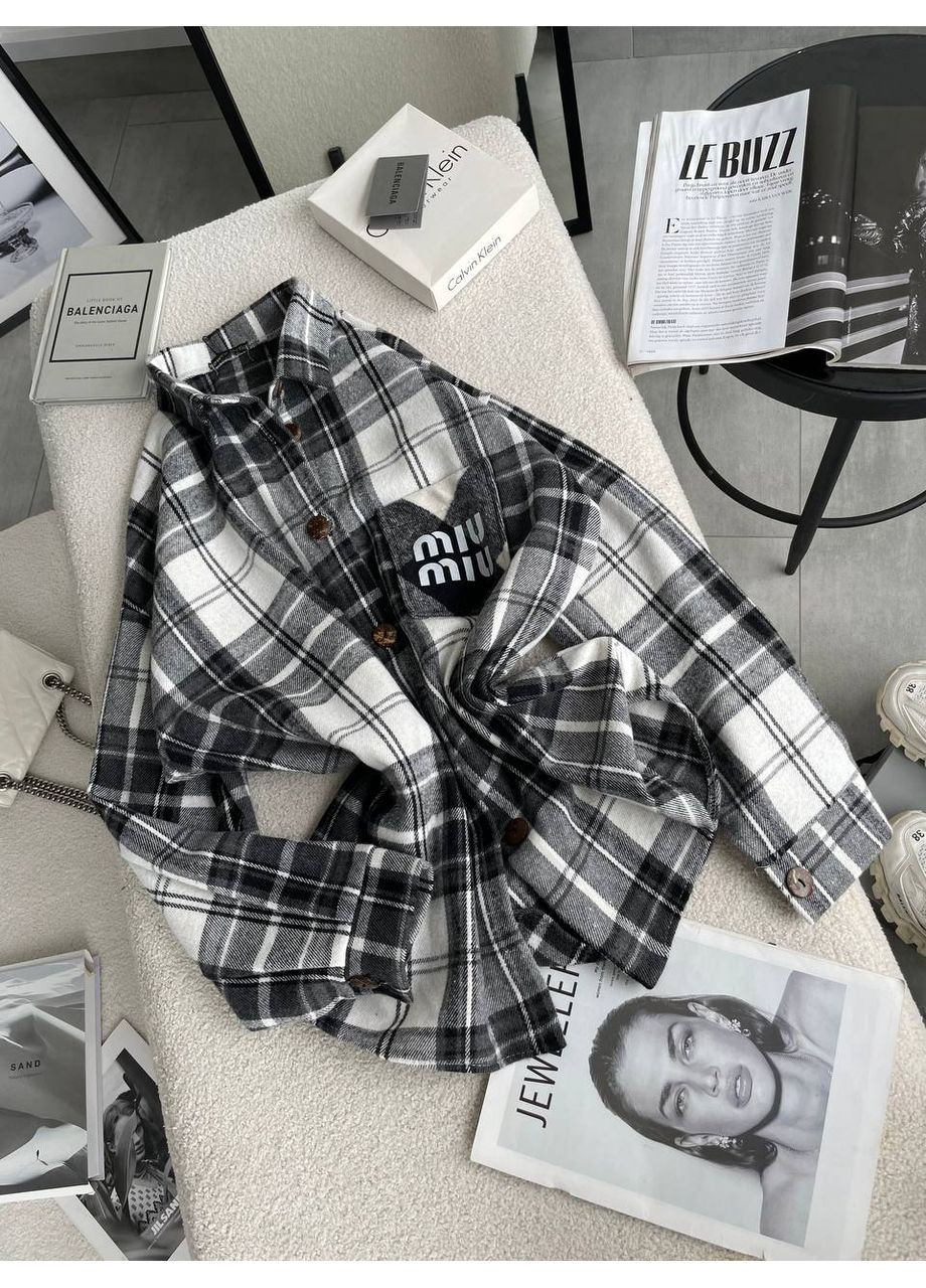 Кашемірова сорочка оверсайз в клітинку MonCher (365065822)