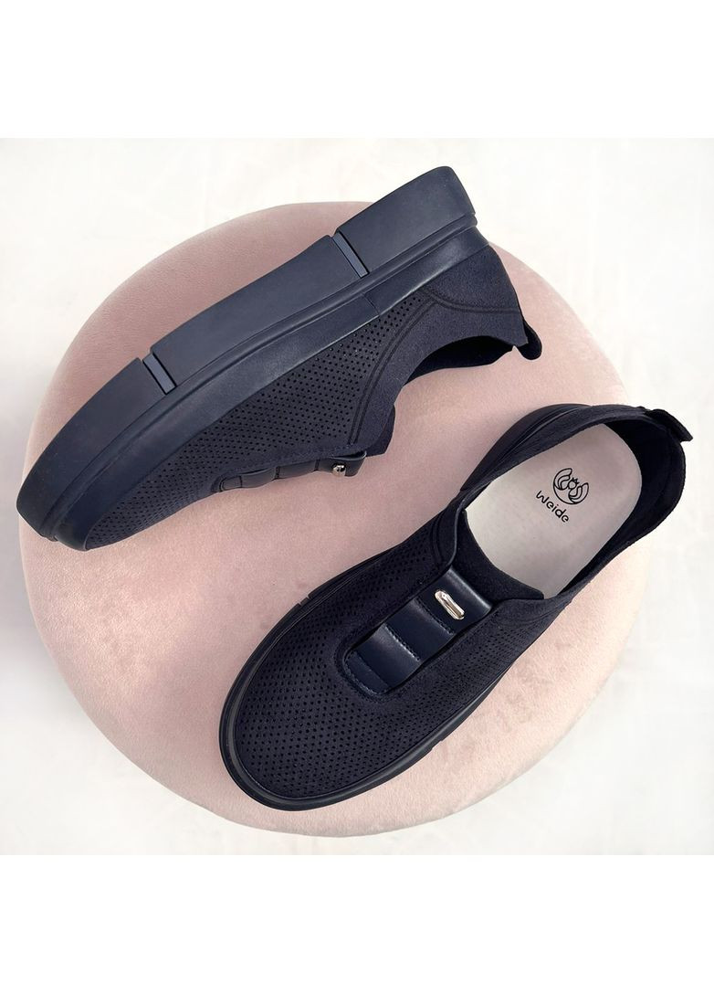 Жіночі темно-сині мокасини з перфорацією . Weide (359403297)