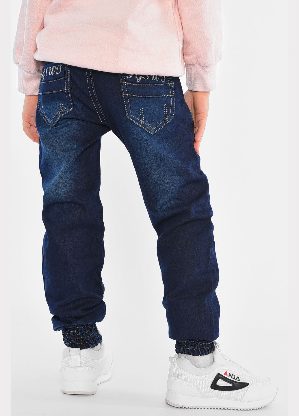 Синие демисезонные зауженные джинсы детские для девочки синего цвета Let's Shop