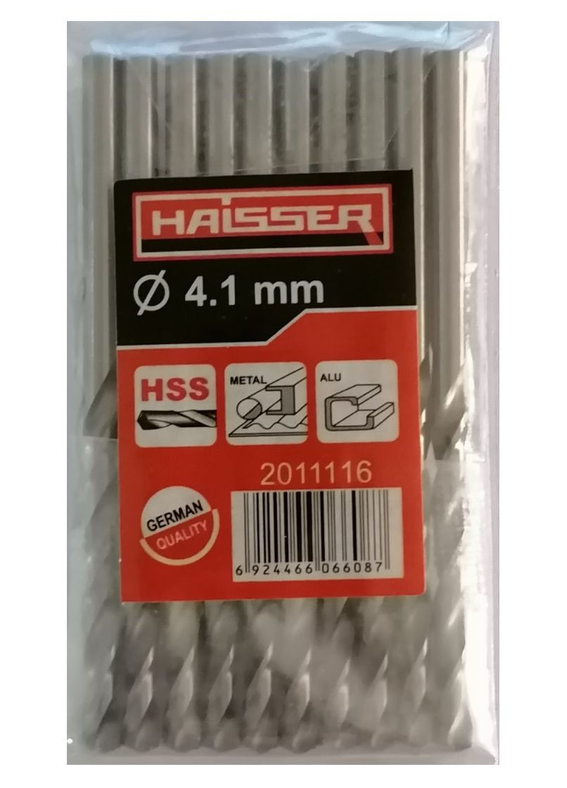 Сверло по металлу 4.1х43х75 мм цилиндрический хвостовик (DIN 338), (HS101053/2011116) 34026 Haisser (292565691)