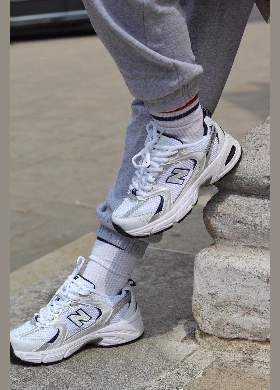 Белые демисезонные мужские кроссовки New Balance 530 White Silver Navy MR530SG