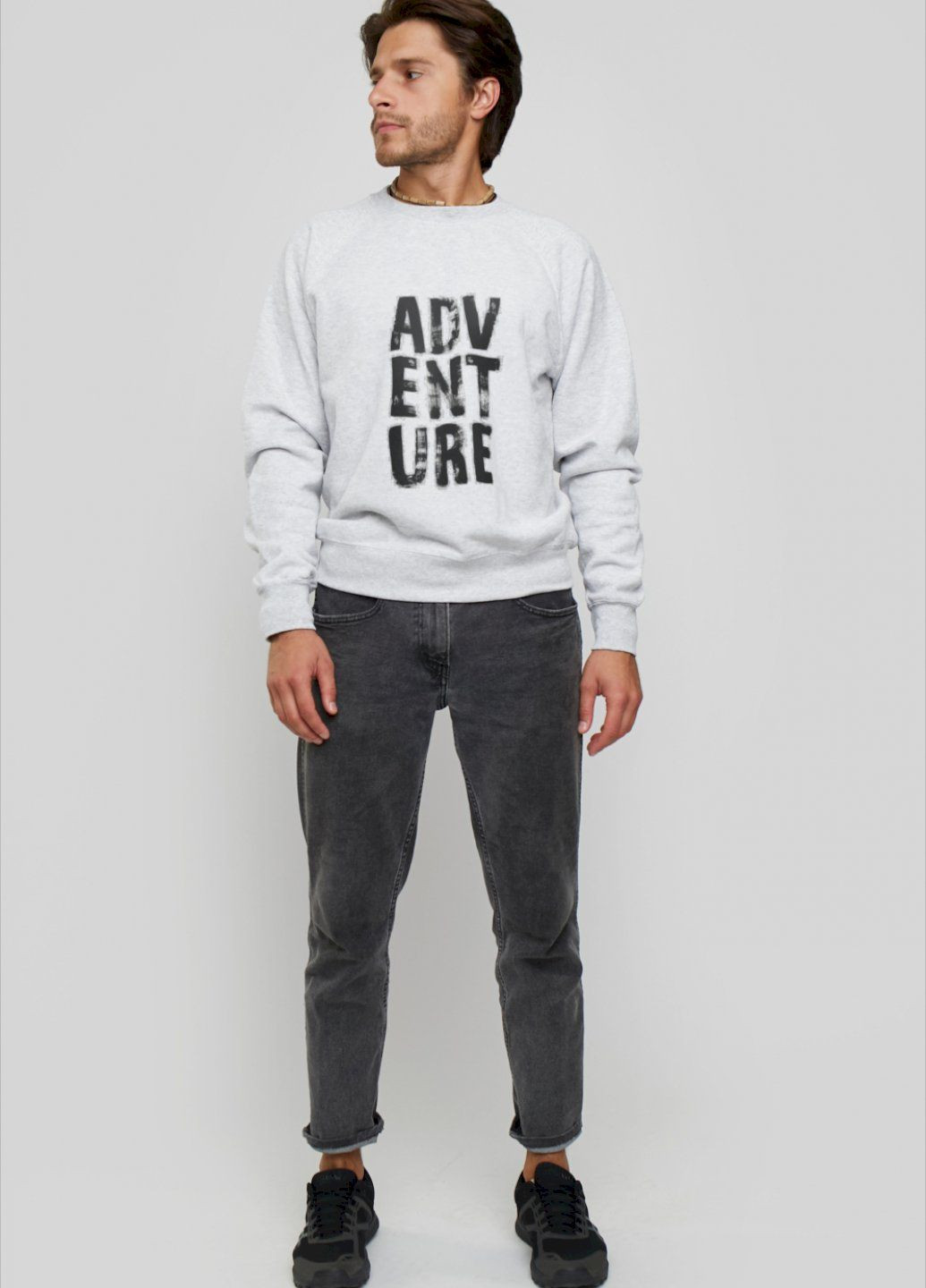 Сірий світшот чоловічий сірий "adventure" YAPPI малюнок (303772860)