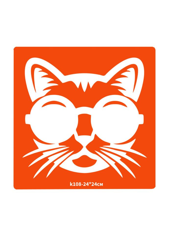 Трафарет для биотатата Котик k108-24*24см, размер 24х24см No Brand (326838815)