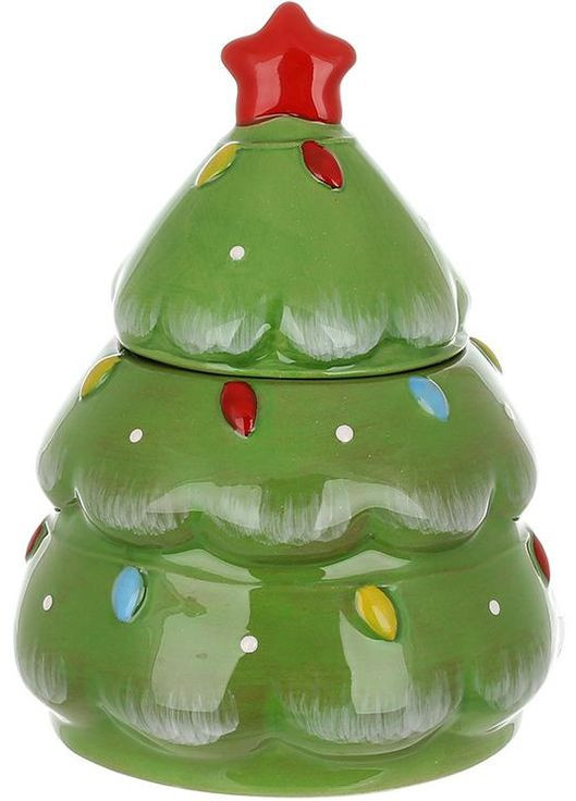 Банку для солодощів Ялинка керамічна 600мл для новорічних частування контейнер для цукерок BonaDi (368988807)