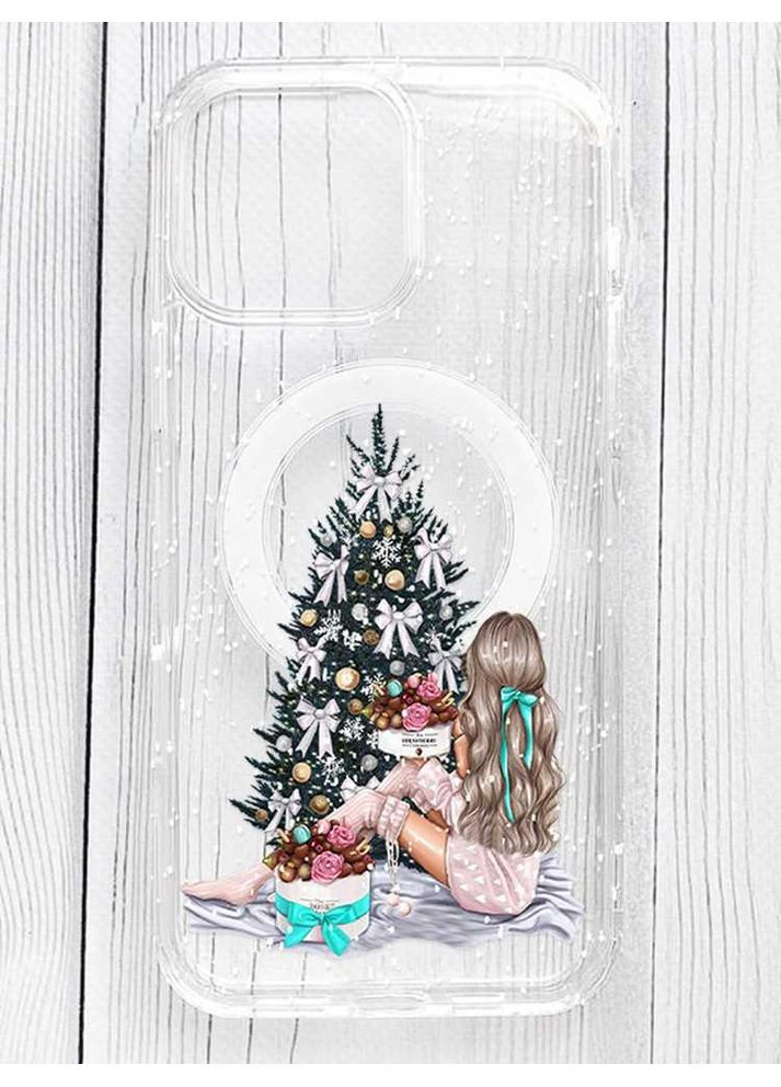 Магнітний чохол на iPhone 16 Pro Max із підтримкою MagSafe Дівчина біля ялинки (принт 139) Silicone Case (362963163)