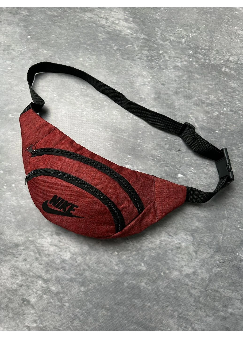 Городская бананка Nike красный меланж черное лого нагрудная спортивная сумка на пояс через плечо мужская красная No Brand (401852199)
