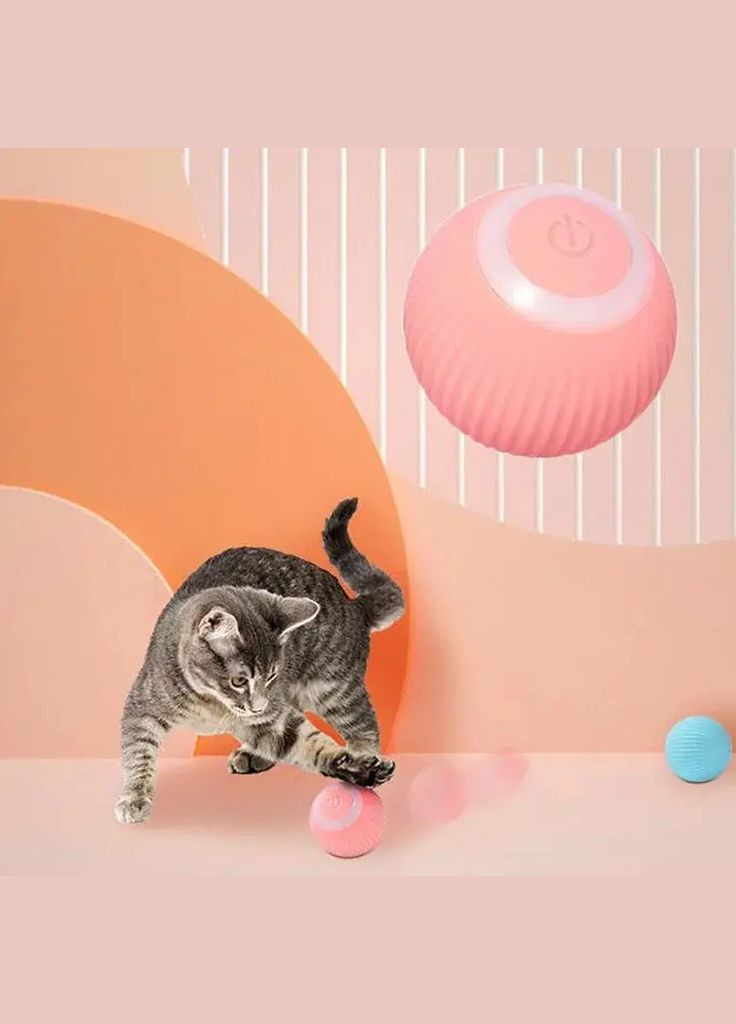 Смарт іграшка PetGravity обертовий м'ячик для котів або собак рожевий Ecotoys (269341843)