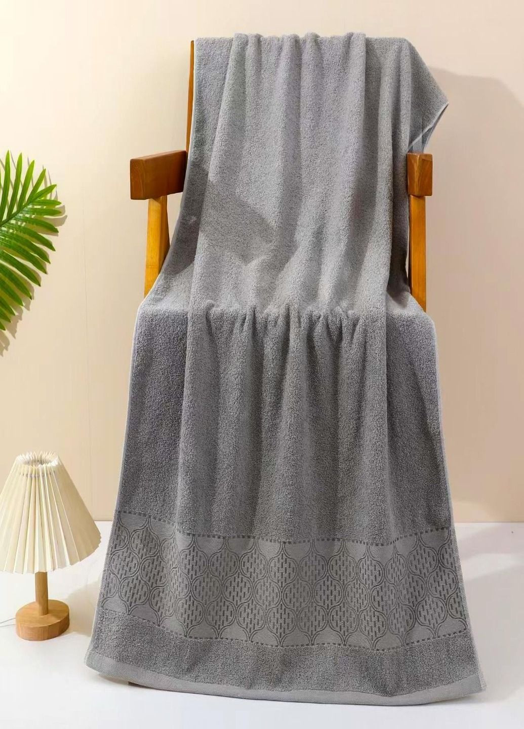 Полотенце 100*50 махровое No Brand серый