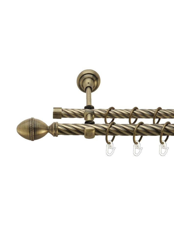 Карниз Фарже металлический двухрядный открытая скрученная труба Антик 19\16 мм 200 см (00-00022040) ORVIT (300692906)