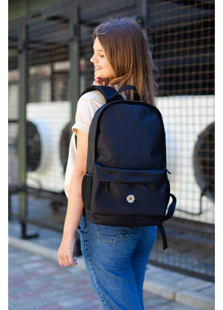 Повседневный школьный рюкзак с принтом Flower Black Without (349454580)